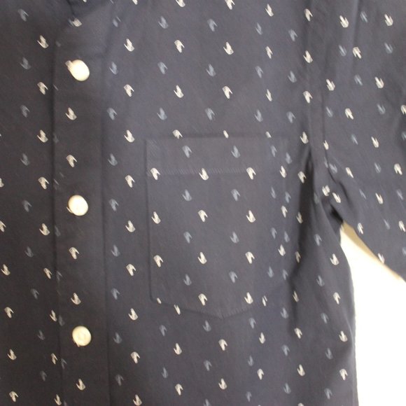 NWT GOODTHREADS Navy Blue Nautical Anchor Button Front Shirt Size Small S/S - Picture 7 of 10